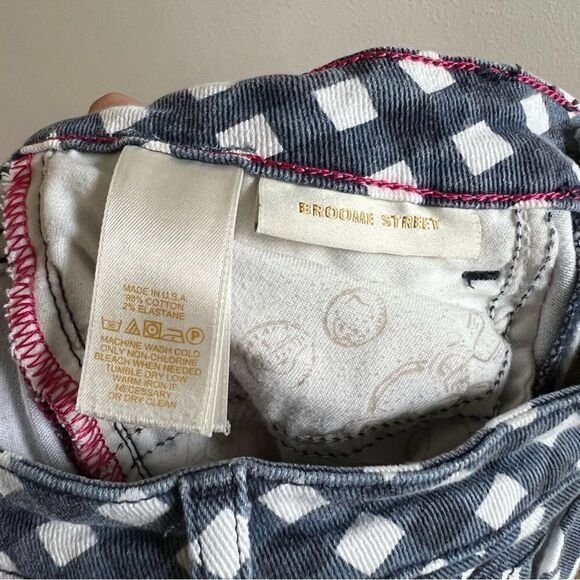 KATE Spade Blue White Gingham Plaid Broome Street  Cropped Stretch Jeans 26 - Picture 7 of 8